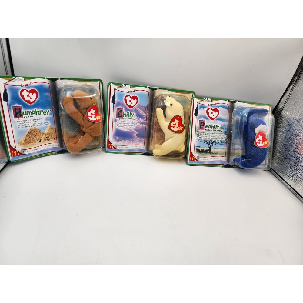 Ty Teenie Beanie Babies‎ Legends McDonalds Set Humphrey Chilly Royal Blue Peanut